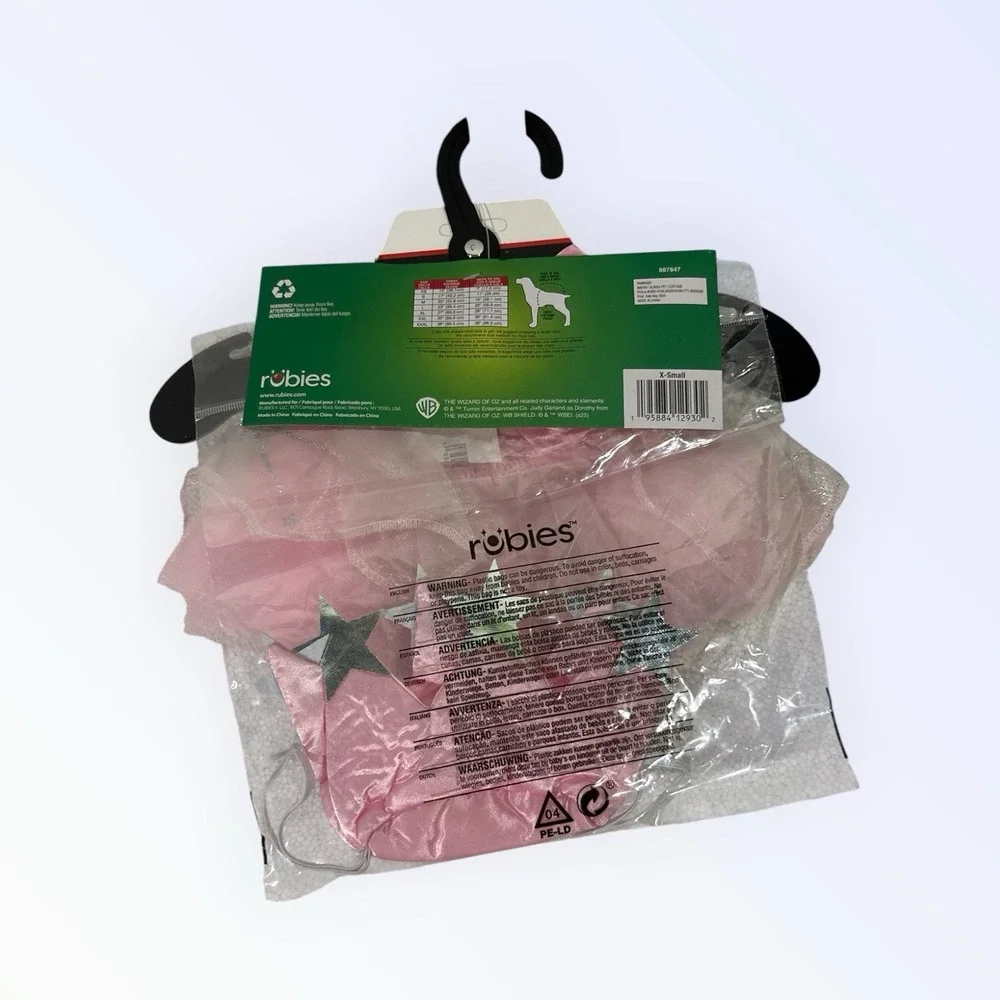 Rubie's Wizard of Oz Glinda the Good Witch Dog Costume XS Pink/Silver Polyester